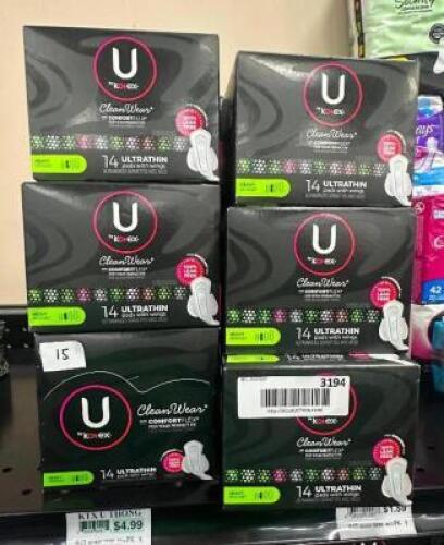 (15) ASSORTED PACKS OF FEMININE HYGIENE PRODUCTS.