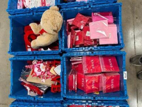 CONTENTS OF PALLET - ASSORTED VALENTINES DAY DECORATIONS.