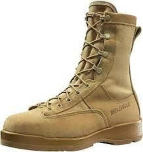 DESCRIPTION: (1) PAIR OF STEEL TOE FLIGHT BOOT BRAND/MODEL: BELLEVILLE #330 INFORMATION: DESERT TAN SIZE: 12.5W RETAIL$: $232.99 EA QTY: 1