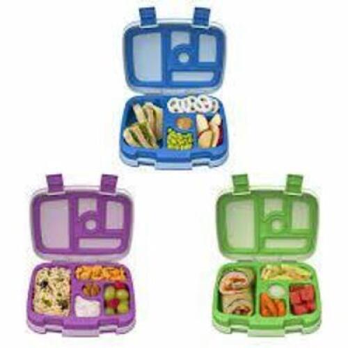 DESCRIPTION: (1) PACK OF (3) KIDS LUNCH CONTAINERSBRAND/MODEL: BENTGOINFORMATION:&nbsp;PURPLE, BLUE, AND GREENRETAIL$: $64.70 TOTALQTY: 1