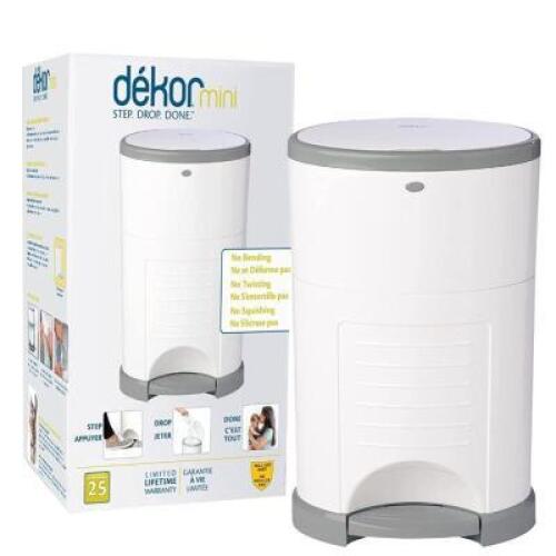 Dekor Mini Hands-Free Diaper Pail, White