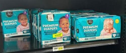 (12) PACKS OF ASSORTED DIAPERS