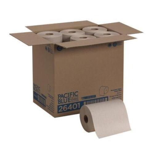 Pacific Blue Basic Recycled Paper Towel Roll (Previously Branded Envision) by GP PRO (Georgia-Pacific), Brown, 26401, 350 Feet Per Roll, 12 Rolls Per Case