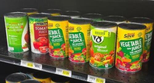 (12) CANS OF VEGETABLE JUICE