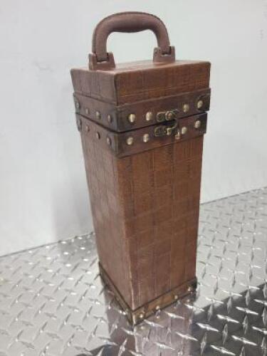 DESCRIPTION: (1) VERTICAL WOODEN WINE BOX QTY: 1