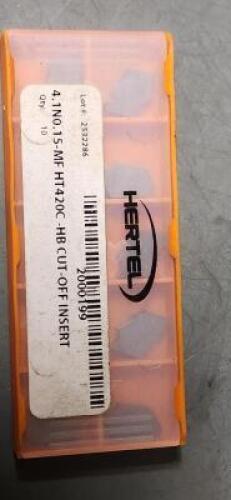 DESCRIPTION: (10) SOLID CARBIDE GROOVING INSERTS BRAND/MODEL: HERTEL 2000199 RETAIL$: 18.91 PER INSERT QTY: 10