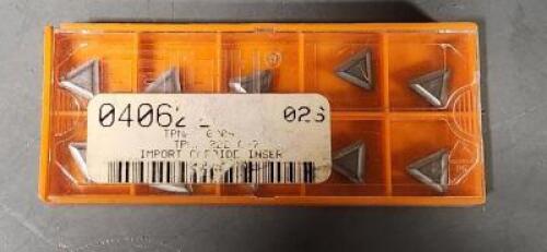 DESCRIPTION: (10) CARBIDE TURNING INSERTS BRAND/MODEL: IMPORT TPMR222-C7 RETAIL$: $11.98 PER INSERT QTY: 10