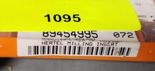 DESCRIPTION: (10) RHNU CARBIDE MILLING INSERTS BRAND/MODEL: HERTEL RNHU1004M4ER-MM RETAIL$: 18.74 PER INSERT QTY: 10