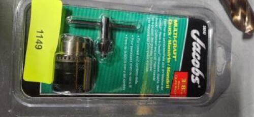 DESCRIPTION: (1) KEYED DRILL CHUCK BRAND/MODEL: JACOBS 30247 SIZE: 3/8" 3/8-24 MOUNT RETAIL$: $29.77 QTY: 1