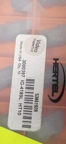 DESCRIPTION: (10) IG4189 CARBIDE GROOVING INSERTS BRAND/MODEL: HERTEL IG4189 RETAIL$: 46.71 PER INSERT QTY: 10
