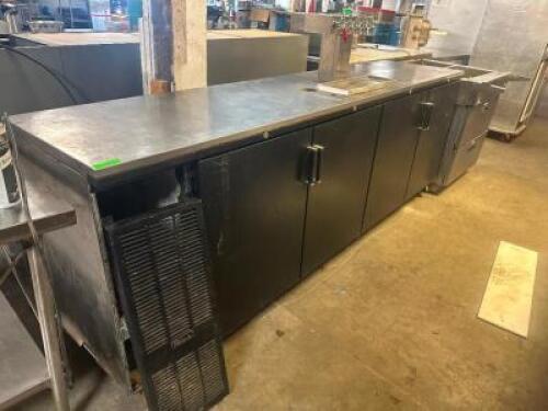 PERLICK 108" FOUR DOOR DRAFT BEER BOX WITH TOWER AND LINES.