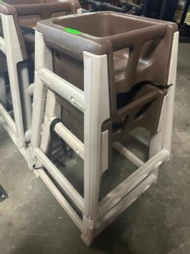 (2) TAN PLASTIC HIGH CHAIRS