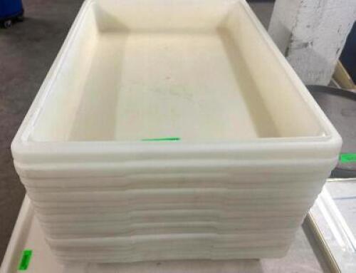 (10) FULL SIZE WHITE PLASTIC FOOD CONTAINERS . NO LIDS