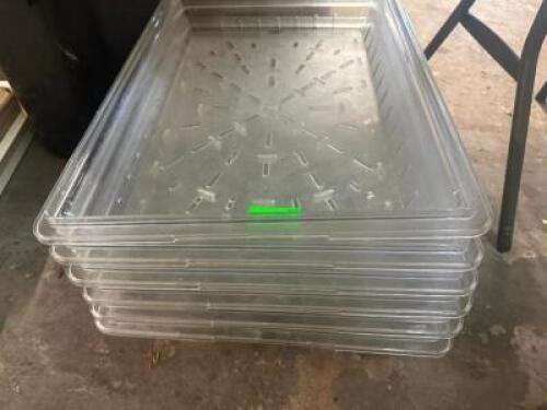 (6) FULL SIZE CLEAR SLOTTED PLASTIC SALAD INSERTS
