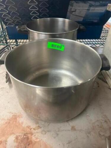 (2) 10 QT STAINLESS SAUCE POTS W/ HANDLES