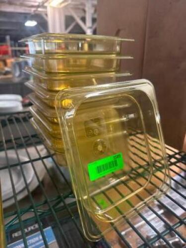 (6) 1/6 SIZE YELLOW PLASTIC INSERTS.( NEW )