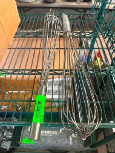 (2) LONG HANDLE STAINLESS WISK'S