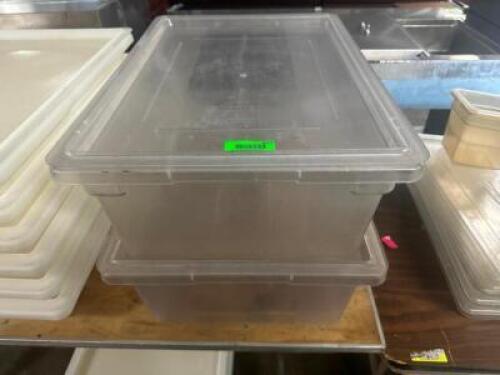 (2) 13 GALLON PLASTIC CONTAINERS W/ LIDS