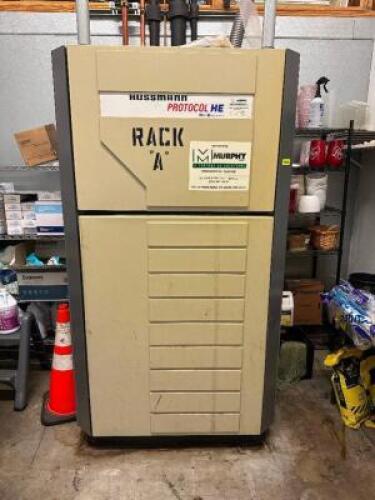 HUSSMANN PROTOCOL HE COMPRESSOR RACK W/ (6) COPELAND COMPRESSORS AND ROOF TOP CONDENSERS. IN GOOD CONDITION