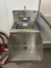WALL MOUNTED STAINLESS HAND SINK W/ BLENDER RACK.