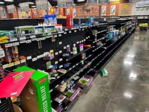144' OF DOUBLE SIDED GONDOLA SHELVING. END CAPS ARE NOT INCLUDED