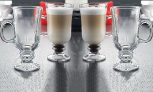 SOHO CAFE 4PC GLASS IRISH COFFEE MUGS RETAILS FOR $29.99