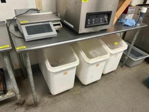 60" X 30" STAINLESS TABLE W/ 1" BACK SPLASH