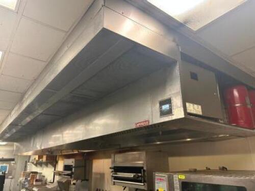 25' CAPTIVE AIR TYPE I HOOD SYSTEM WITH FIRE SUPPRESSION SYSTEM, MAKE UP AIR, AND EXHAUST FAN.