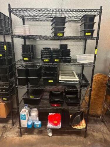48" X 24" SIX TIER COATED BLACK WIRE SHELF ( ON CASTERS )