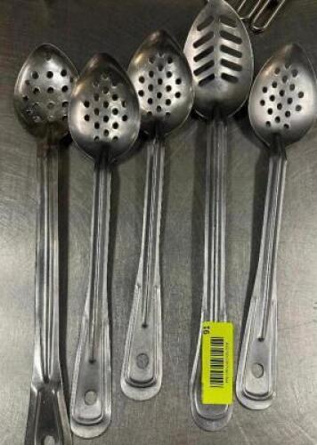 (5) SLOTTED STAINLESS SERVING SPOONS