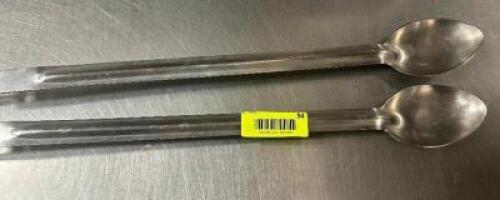 (2) LONG HANDLE STAINLESS SERVING SPOONS