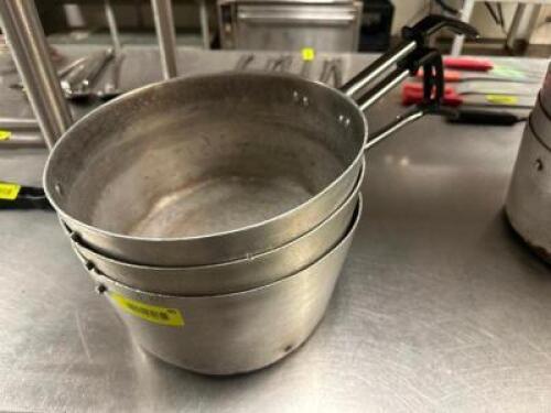 (3) 12" SAUCE POTS W/ HANDLES