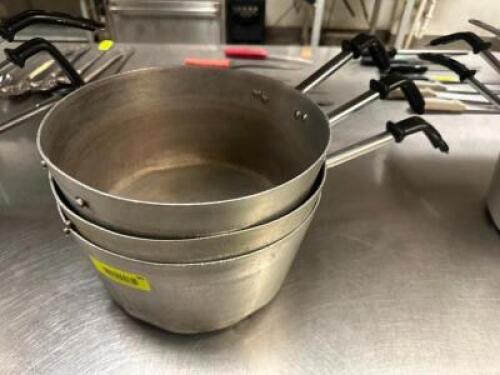 (3) 12" SAUCE POTS W/ HANDLES