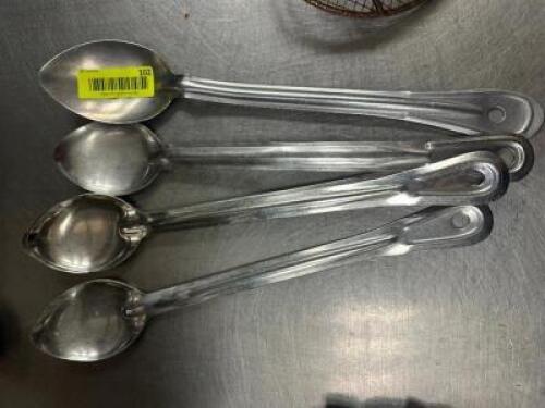 (4) ASSORTED STAINLESS SERVING SPOONS
