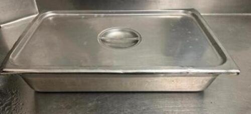 (6) FULL SIZE STAINLESS INSERTS W/ LIDS