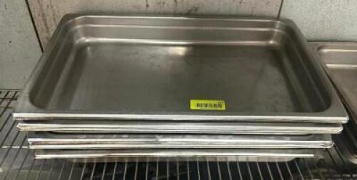 (6) FULL SIZE STAINLESS INSERTS. NO LIDS