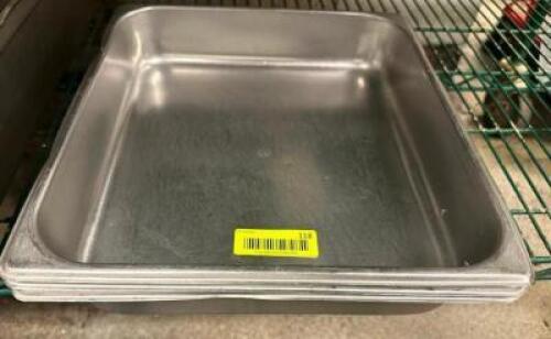 (6) FULL SIZE STAINLESS INSERTS. NO LIDS