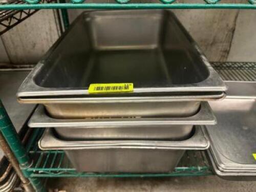 (4) FULL SIZE STAINLESS INSERTS. NO LIDS
