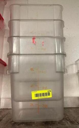 (4) 12 QT PLASTIC CONTAINERS. NO LIDS