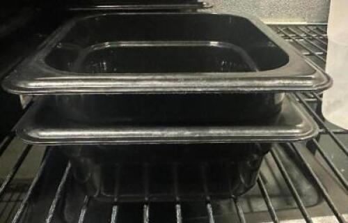 (12) 1/6 SIZE BLACK PLASTIC DELI INSERTS