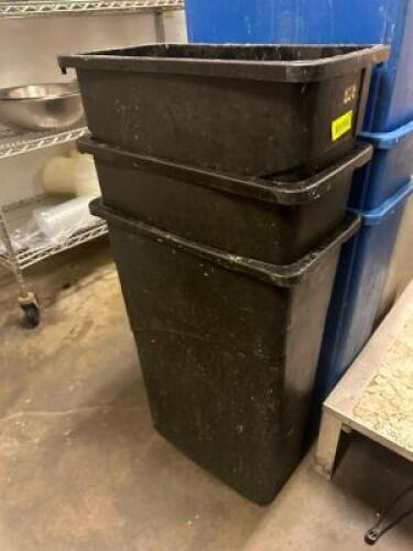 (3) 20 GALLON BLACK BAR SIDE TRASH CANS