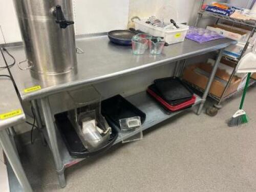 72" X 30" STAINLESS TABLE W/ 1" BACK SPLASH