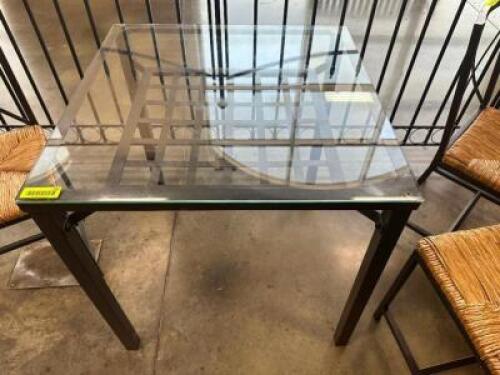 (2) 28.5" X 28.5" GLASS TOP TABLES W/ METAL FRAMES