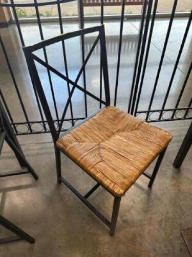 (6) METAL FRAMED CROSS BACK CHAIRS W/ WICKER SEATS