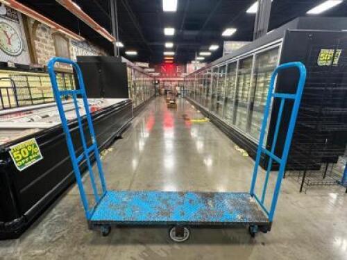 60" X 16" HEAVY DUTY WAREHOUSE CART W/ DOUBLE END HANDLES - LIGHT BLUE