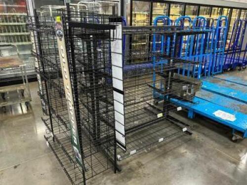 68" THREE SIDED WIRE CHECK OUT LANE DISPLAY RACK.