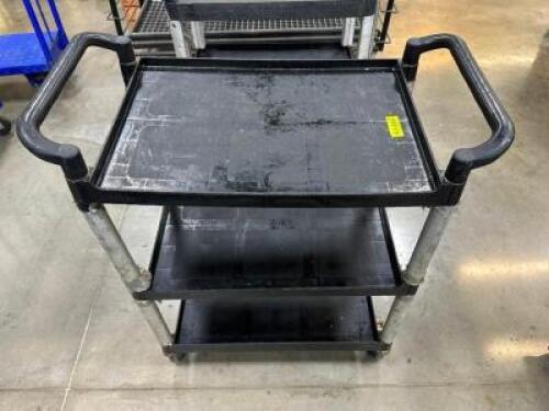 THREE TIER BLACK PLASTIC UTILITY CART
