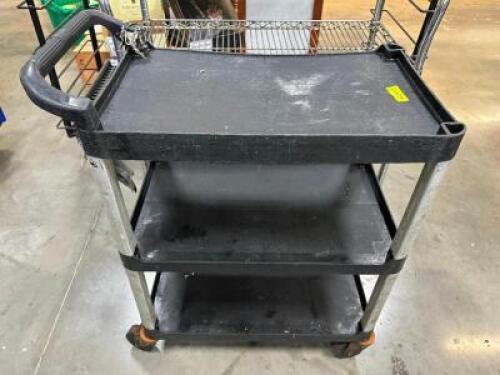 THREE TIER BLACK PLASTIC UTILITY CART