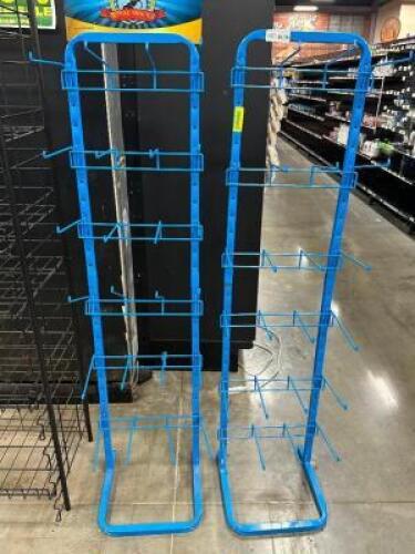 (2) 12" BLUE CHECK OUT LANE DISPLAY RACKS.