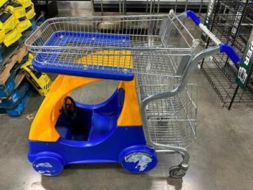 SHOPPING CART W/ KIDS CAR SEAT.